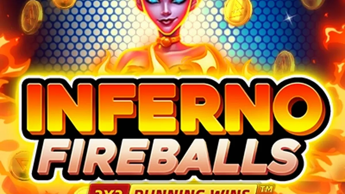 Tampilan visual slot Inferno Fireballs dengan latar belakang api yang membara